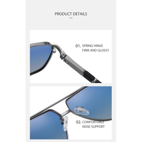 Two Color Metal Frame Sunglasses Large UV400 Protection Anti Glare