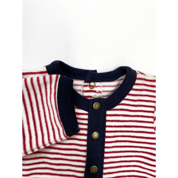 Yarn Dyed Baby  Romper Baby Footed Rompers Front Opening Footie Rib Collar