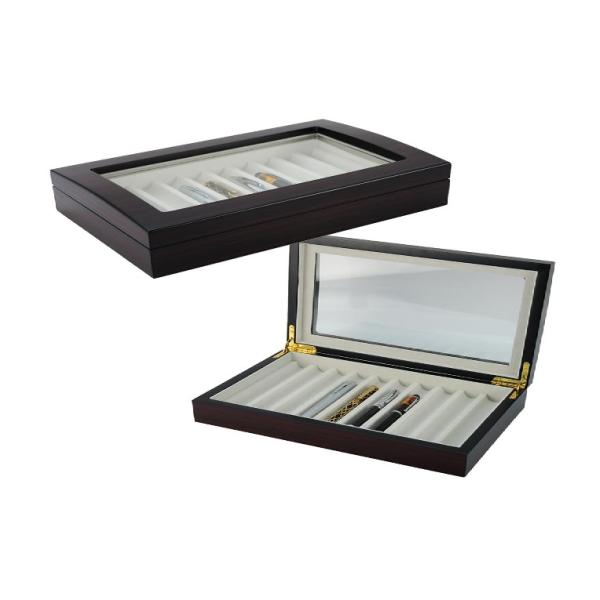 Luxury Pen Gift Box , Wooden Pen Box Display With Velvet Lining Material