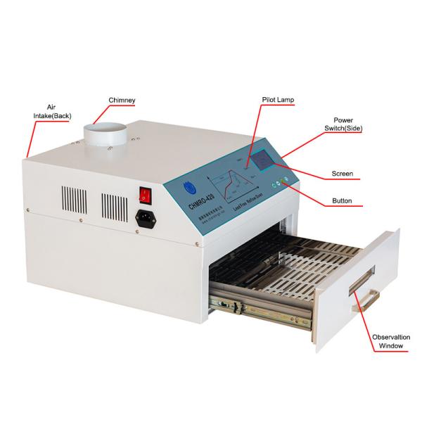 Mini Infrared SMT Reflow Oven , BGA Reflow Oven Hot Air Heating