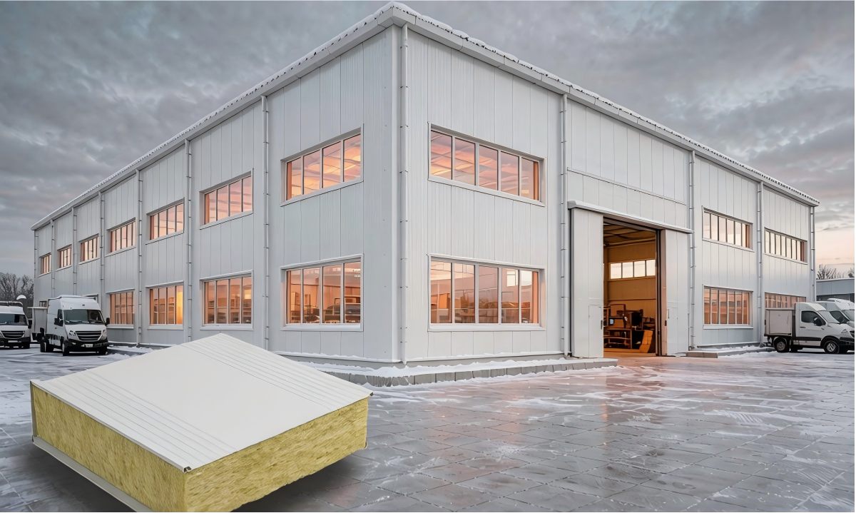Insulated Steel Sandwich Panel Warehouse Thermal Control Energy Saving Prefab Factory Building