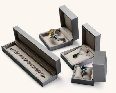 Earring / Pendant Jewelry Plastic Box Attractive Black Color PU Leather Covered