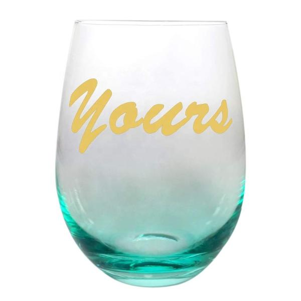 Egg Shape  Stemless Clear Wine Glass ，Clear Stemless Wine Glasses With Golden Fonts