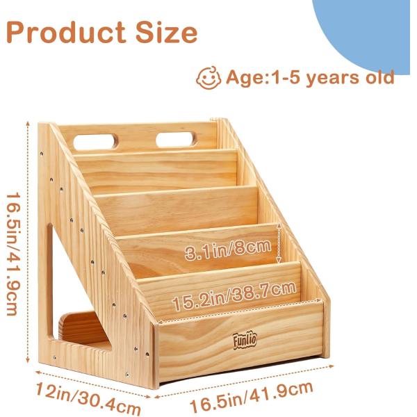 Living Room Front-Facing Kids Bookshelf for Toddlers 1-5 Years Handle and Custom Size