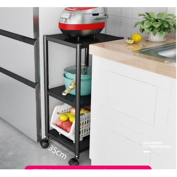 Stainless Steel Kitchen Shelf Floor Microwave Rack Oven Cooker Refrigerator Slot Storage Rack Multi-Layer