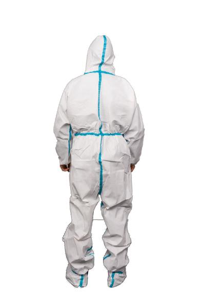 Attached Hood 70gsm White Disposable Overalls 185cm