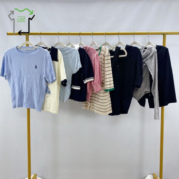 Mixed Spring Used Short Sleeve Clothing Second Hand Women Knitted Tops