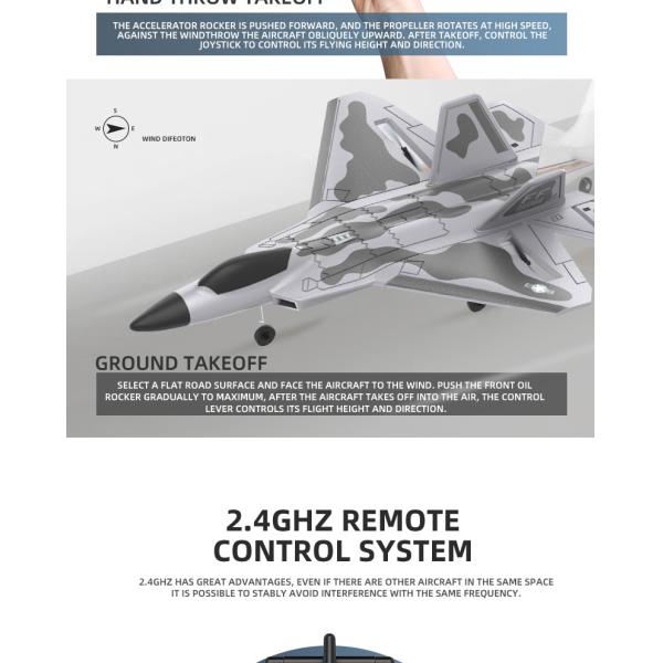 4K UHD Video Capture F22 Fixed Wing RC Airplane Easy To Fly Durable Soft EPP Foam Glider Plane for Outdoor Adventures