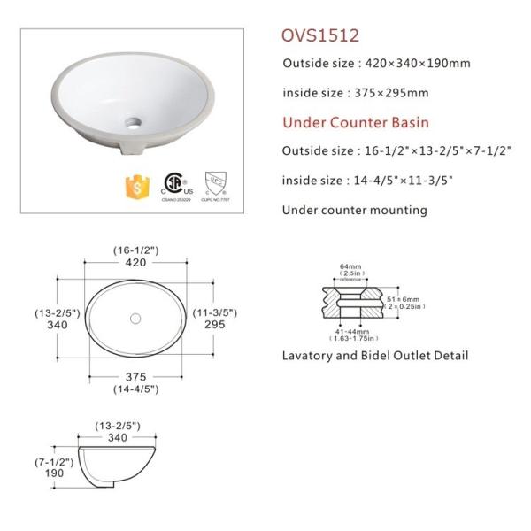 17 x 14 18 x 15 16 x 13 15 x 18 пятен раковины Bathroom Undermount овала сопротивляются
