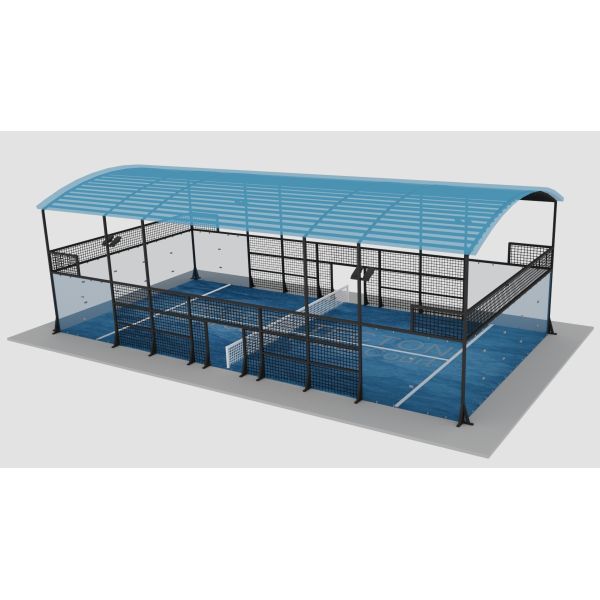 TECTON All Weather Panoramic Tennis Paddle Court With Integrated FRP Roof Outdoor Court System
