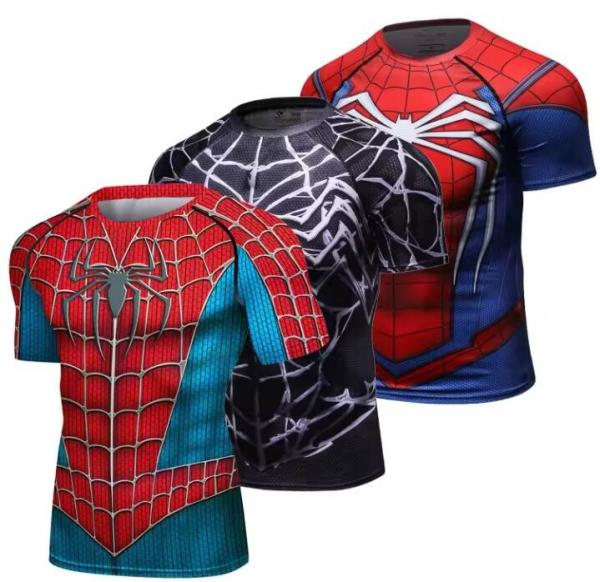 Manga curta Sublimação Camisa de compressão Bjj MMA Usar Cosplay Roupa de super-herói