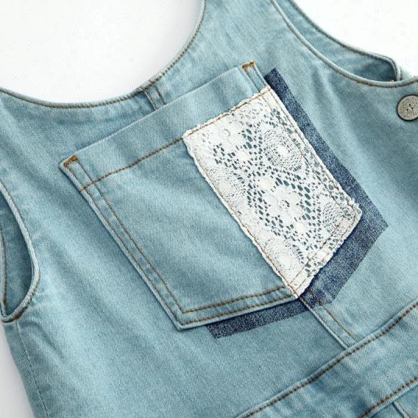 Custom Printed Slim Fit Girls Denim Clothes / Jeans Bib Pants OEM ODM