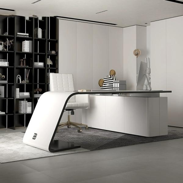 Strong Executive Boss Luxury Office Desk in Grey for Home Office or Office Building