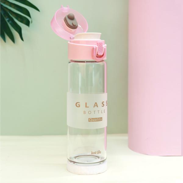 ODM 300ml Flip Top Lid Insulation Glass Tea Bottles With Strainer