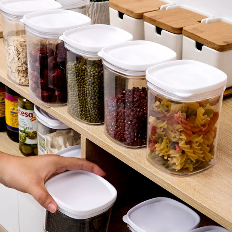 Food-grade Plastic sealed Jar Transparent Coffee Bean Storage Jar Kitchen Grain Snack Storage Box