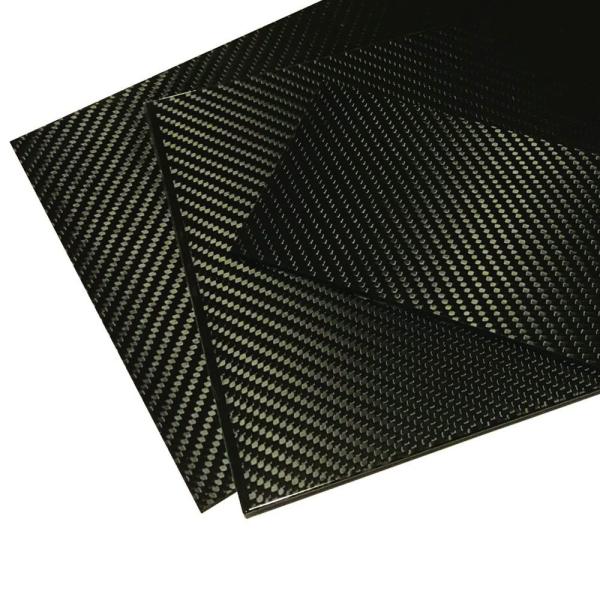 カーボンファイバーフラットプレート 100mm X 250mm X 2mm 厚さ - 100% 3K トロー 平面 織り 高光沢 表面