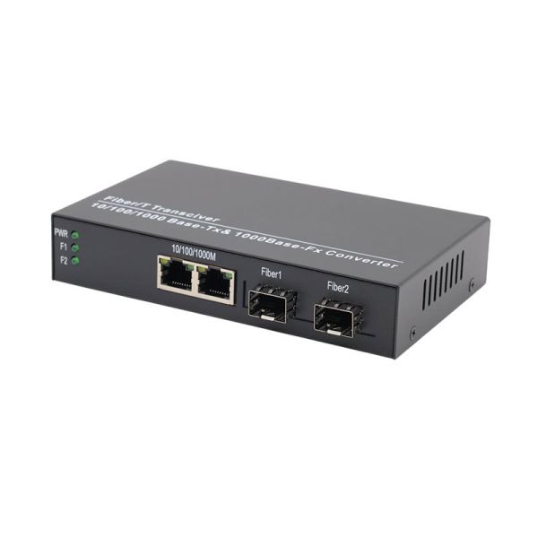 Unmanaged Gigabit Fiber Switch 2 SFP Fiber Ports 2 RJ45 Ethernet Ports