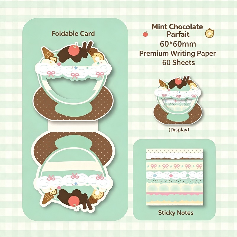 Dessert Shaped Sticky Notes With Foldable Stand Card For Stationery Retail