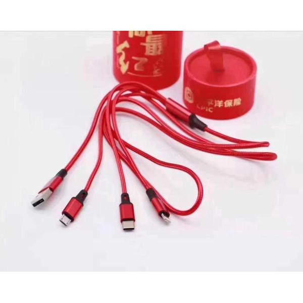 Wide Device Compatibility Three In One Data Cable 3 In 1 Data Transfer Cable 5V 2.4A