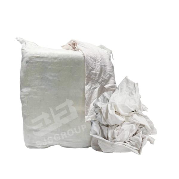 IMPA 232906 Reclaimed Cotton Cut Used T-shirt Cloth Printed WHITE Rag 10kg White Recycled Rags in Bulk Mixed Rags