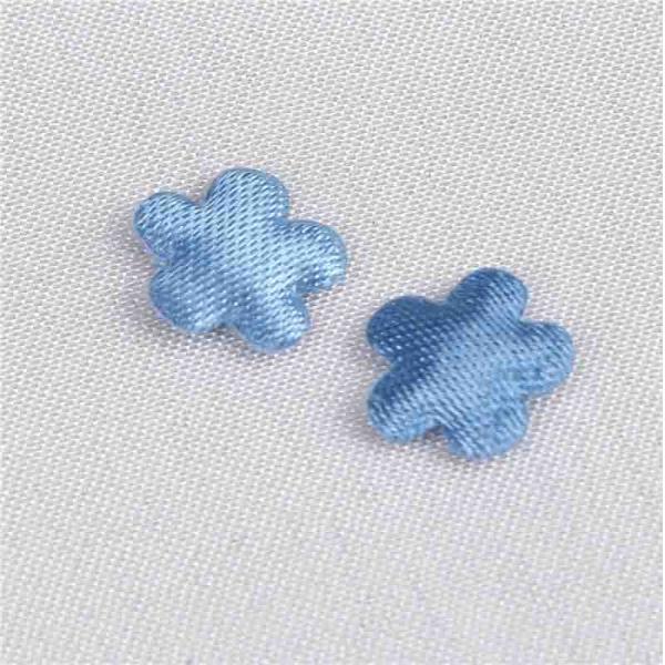 Light Blue Satin Applique Flower Applique Crafts For Dress Decoration Size 10 mm
