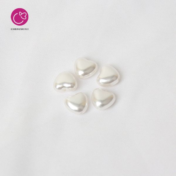 Wholesale 18-14mm Sewing Pearl Stones White Plastic Acrylic Beads Heart Pearls With Hole for Hairpin DIY