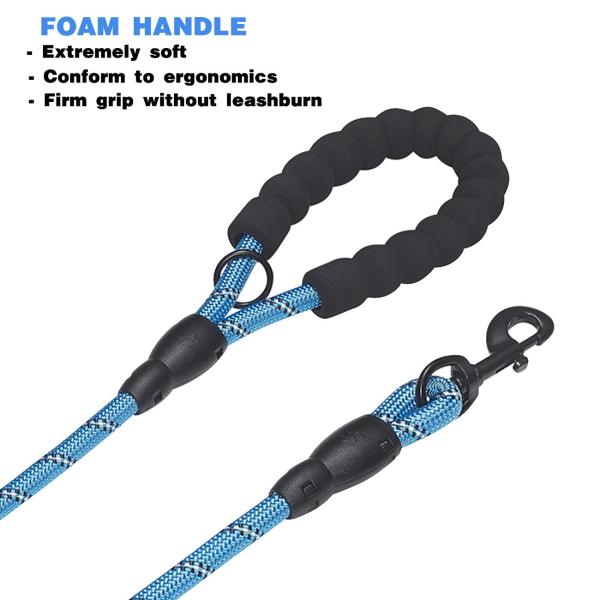 Reflective  6 Feet Long Nylon Dog Leash , Heavy Duty Dog Leash 2 Padded Handles