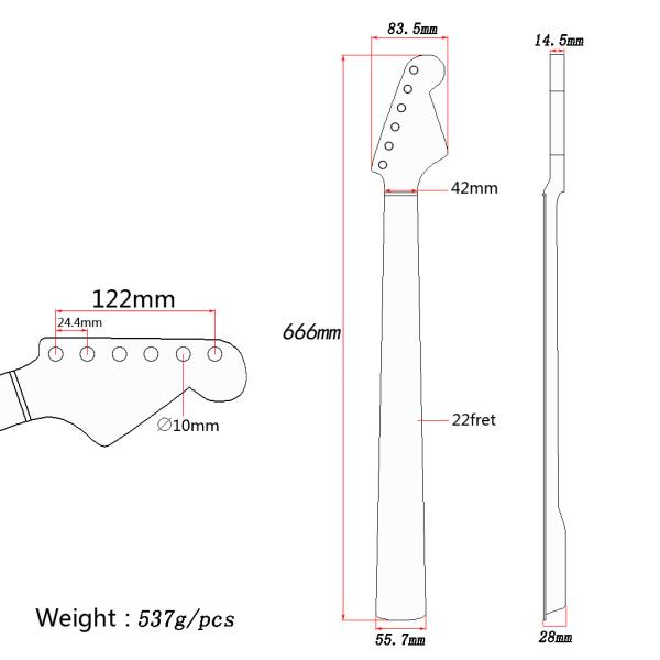 22 фреты Stratocaster Кленовая шея Замена с Abalone Shell Dot Inlay Tiger Flame