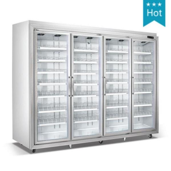 Supermarket 4 Door Refrigerators Freezer / Fridge / Chiller upright display Vertical refrigerators