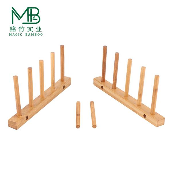 Bamboo Dish Storage Drying Rack For Kitchen Cabinet