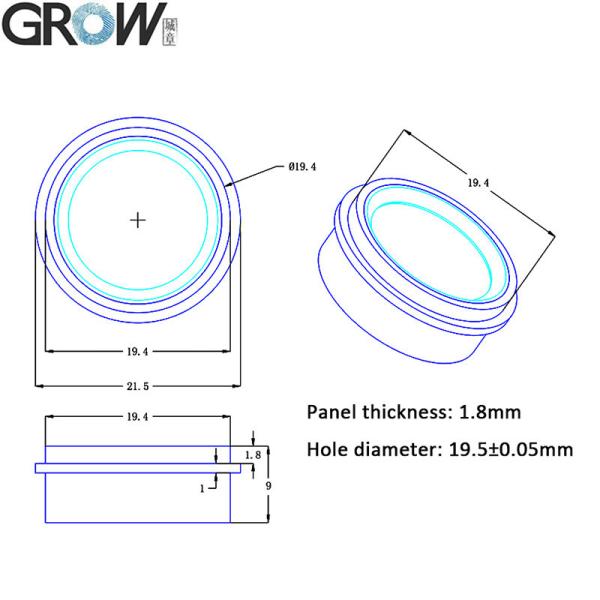 GROW K202+R502-F Admin/User DC12V K202 Fingerprint Door Access Control Board+R502-F Waterproof Small Ring LED Fingerprint Module