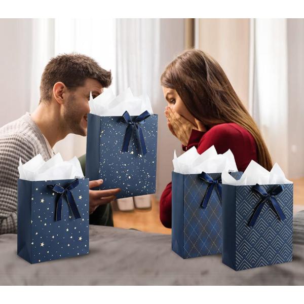 Custom Beautiful Boutique Jewelry Gift Packaging Shopping Tote Paper Bags With Bowknot