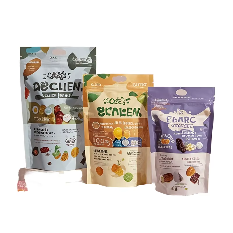 Custom Printed Stand up Disposable Food-Grade Candy Pouches (Doypack Bags) Resealable Moisture-Proof Fit Retail/Gifting