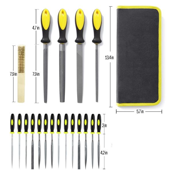 16 Piece High Carbon Steel File Set for Woodwork Metal Model Round and Durable Design