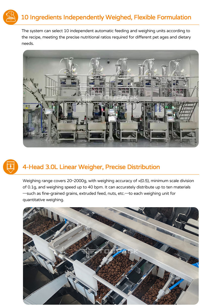 Automatic Doy Pouch Packing Machine Matching Linear Weigher for Senior Pet Dry Feed Granular Material