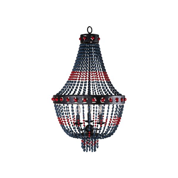 Blue aged wood beaded chandelier for home decoration（WH-CI-18)