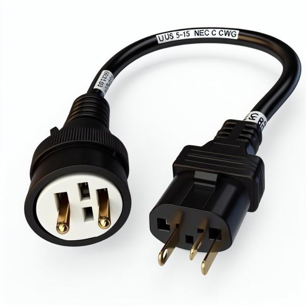 Locking Us Plug To Iec C15 Desktop Computer Power Cable 16AWG- 18AWG