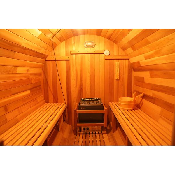 Traditional Canadian Red Cedar Solid Wood Barrel Sauna Rooms Outdoor Wet Steam