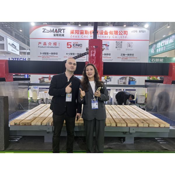 ZEUS 4+3 AXIS CNC CUTTING SAW 15KW+7.5KW 3200*2000MM CUT 100MM STONE CNC MACHINERY SAVE MONEY AND EFFORT FREE AFTER SALES TRAINING CUSTOM LOGO WARRANTY ONE YEAR SPINDLE CAMERA SUCTION SAW BLADE