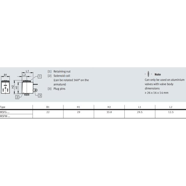 FESTO Solenoid Coil 34411 MSFG-24/42-50/60-OD 34415 MSFW-24-50/60-OD 34420 MSFW-110-50/60-OD 34422 MSFW-230-50/60-OD 4527 MSFG-24/42-50/60 4534 MSFW-24-50/60 6720 MSFW-110-50/60 4540 MSFW-230-50/60