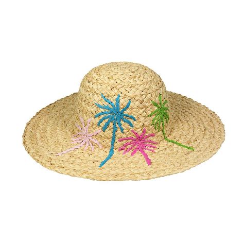 Flower Elegant Floppy Straw Beach Hat Woven Tree Patterns Available