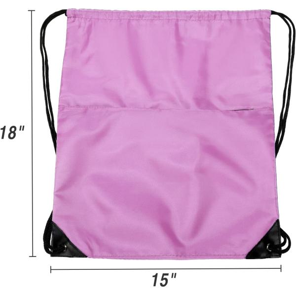 210D Nylon Foldable Sports Gym Drawstring Tote Bag pack Sack W Zipper Side Pocket For Men Women Pink