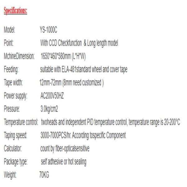 YS-1000B Semi-auto Component Taping Machine
