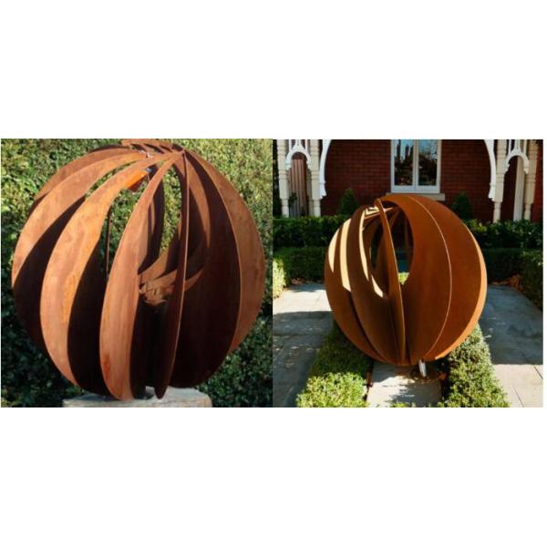 Дизайна сферы сада скульптура Corten деревенского стальная большая на открытом воздухе для ландшафта