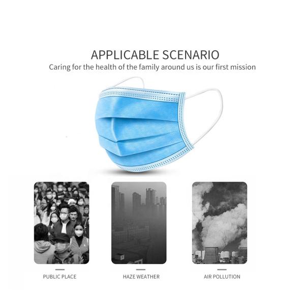 Disposable  Anti Virus Medical Grade Face Mask Light Weight Fluid Resistant