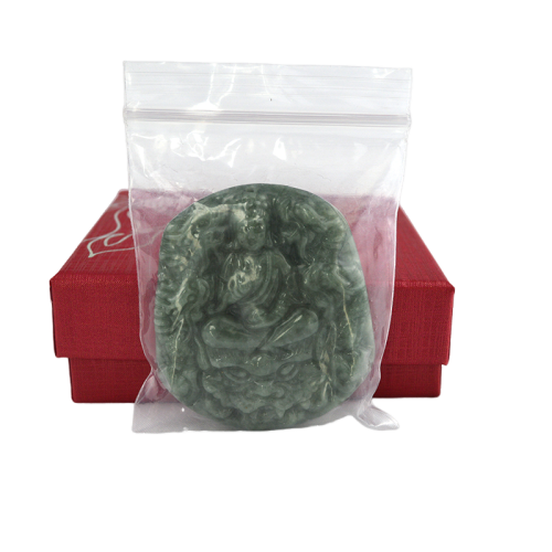 Jade Emerald Immortal Bodhisattva Dragon Pendant Necklace Ornaments Chinese Traditional Figurine with Regional Feature