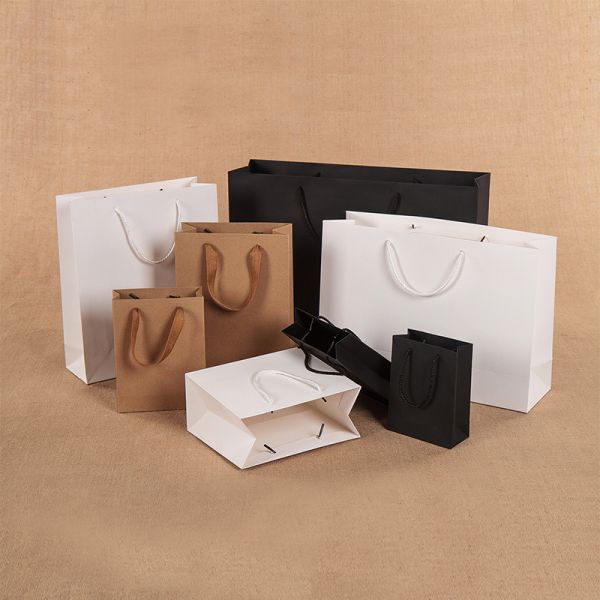 Clothing And Accessories Store Kraft Paper Bags Logo Printing Available Customizable Tote Bags Takeaway Food Bags