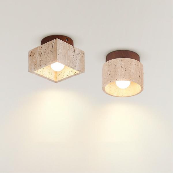 JYLIGHTING Modern Environmentally Friendly Japanese Style Yellow Travertine Entrance LED Ceiling Light