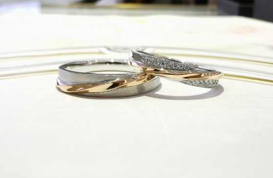 Mirror Polished Double Layer Men19 Wedding Rings Couple White Gold