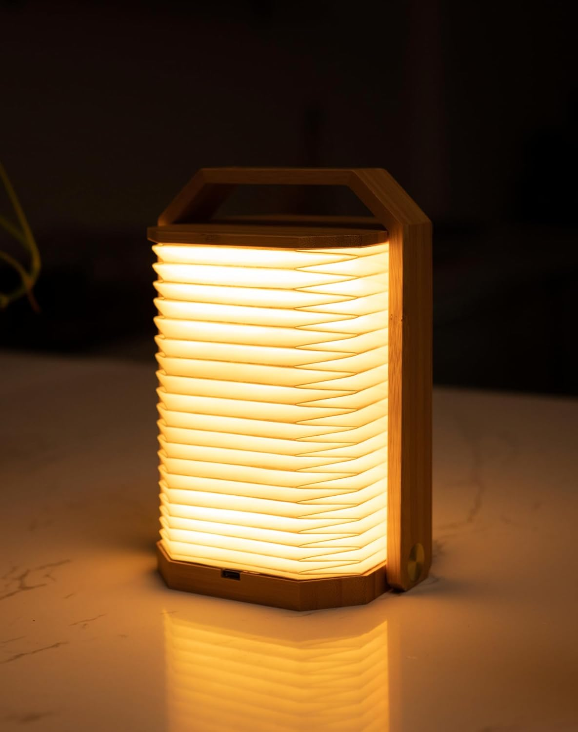 Wooden Handheld LED Ginkgo Accordion Light Reading Lamp 4100K Eco Friendly